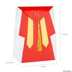 Red Graduation Favour Treat Bag with Tassel-6Pk